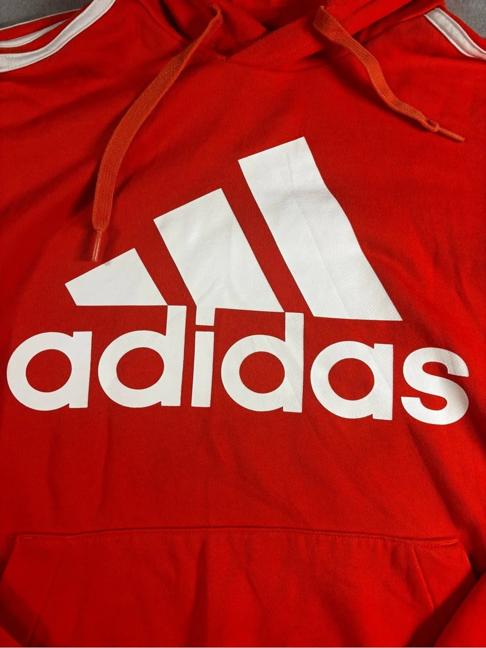 Adidas OrangeHoodie with White Logo and Stripes